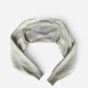 Women's White Ribbed Knit Long Sleeve Shrug